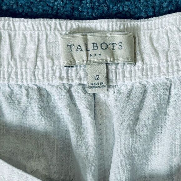 Talbots Linen Cotton Blend White Capris Women's Size 12 - Picture 3 of 6
